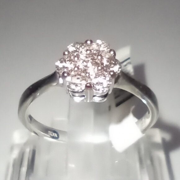10Kt White/Rose Gold Half-Carat Champagne Diamond Flower Cluster Ring - Picture 1 of 6